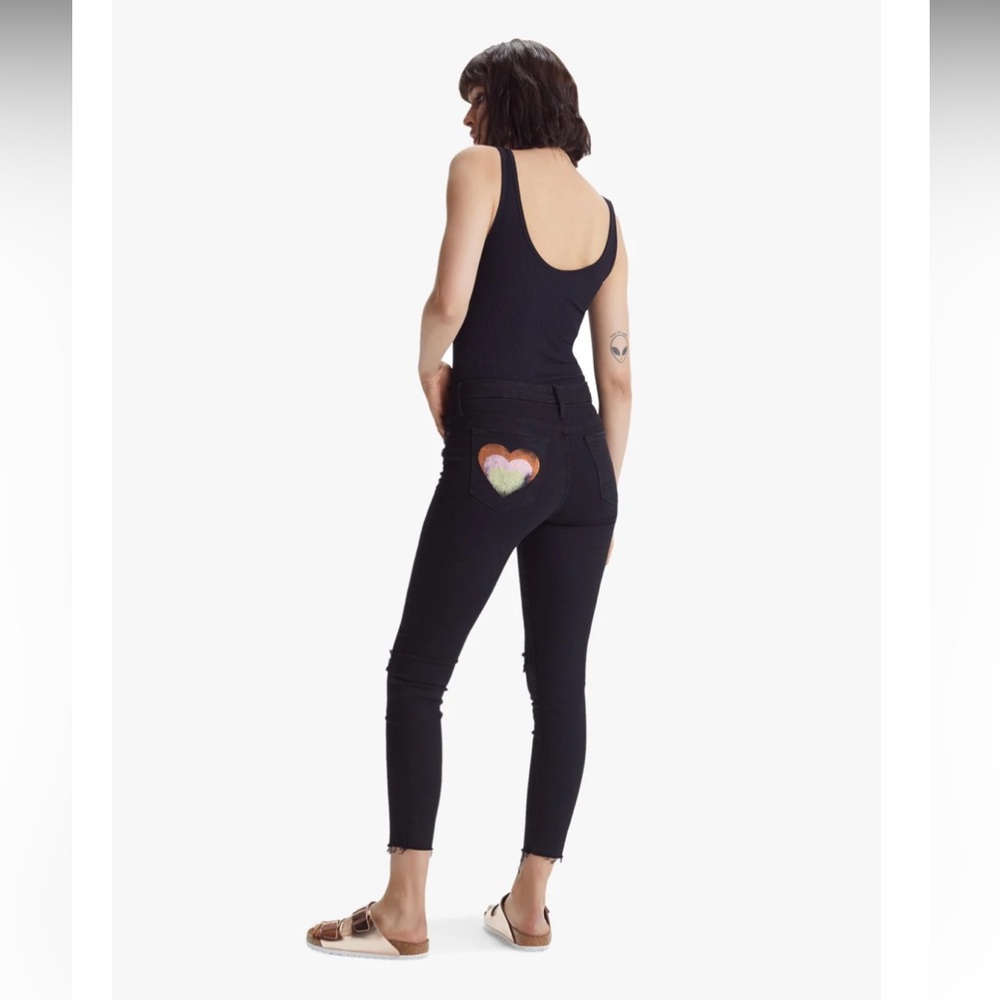 MOTHER Black Skinny Jeans with Heart Design - Picture 3 of 3